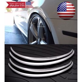 Unbranded 2 Pairs Flexible 1" Arch Wide Body Fender Extension Silver Lip For Mazda Subaru