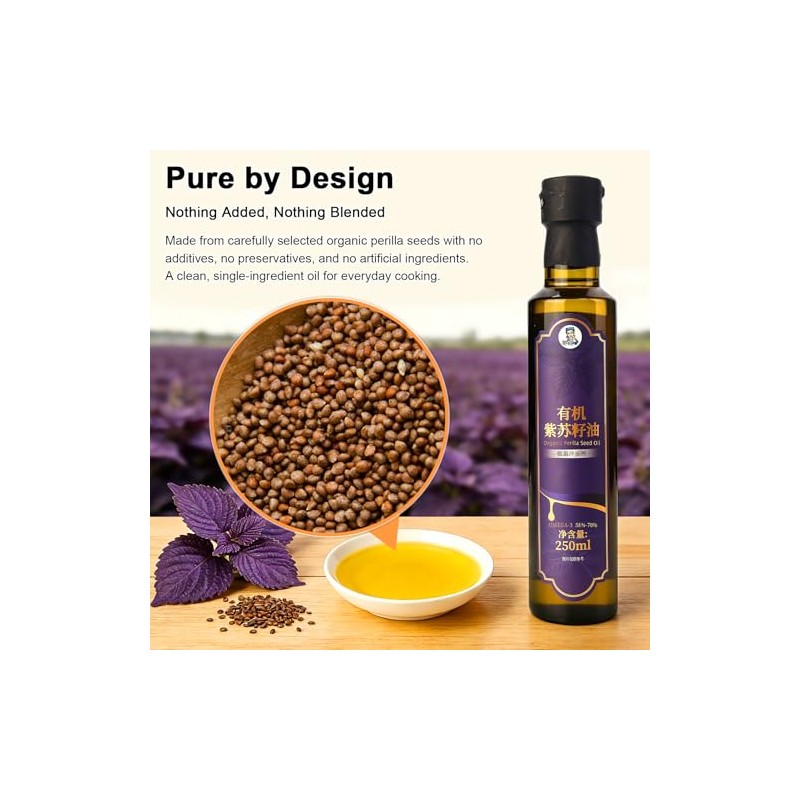 Organic Perilla Seed Oil, Cold Pressed, Pure Perilla Seeds, Low