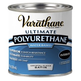 Varathane Water-Based Crystal-Clear Ultimate Polyurethane Spray | Interior Wood Protection | Fast Dry Time | Easy Clean Up | Satin | Half Pint