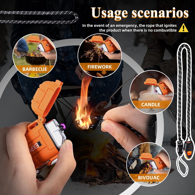 LcFun Electric Lighter - USB C Rechargeable, Windproof, Waterproof Flameless