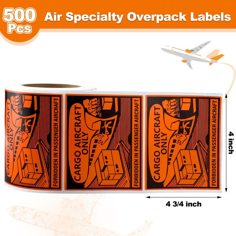 Chivertion 500 Pcs Cargo Aircraft Only Stickers 4" x 4.75"