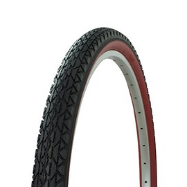 Wanda Diamond Tread Bicycle Tire Red Wall 26 x 2.125, for Beach Cruiser Bikes, Black/Red