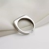 Sterling Silver Polished Plain Pointy Square Unisex Signet Open Band
