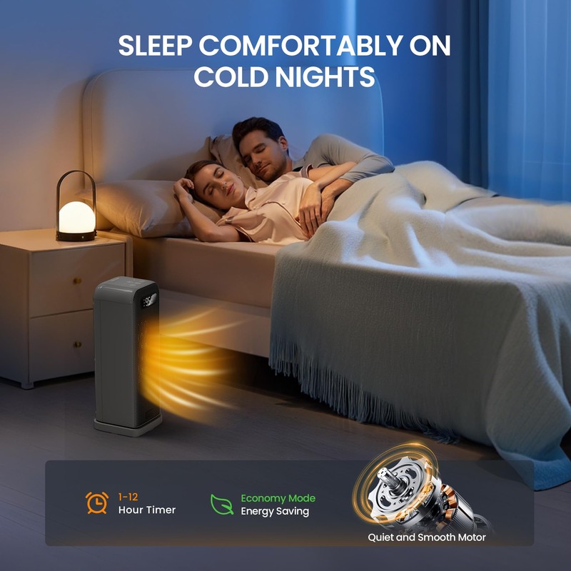 FLANUR Space Heater for Bedroom, Smart Electric Heater with WiFi