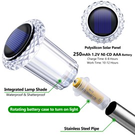 DenicMic Solar Pathway Lights Outdoor 15 Pack Solar Lights Outdoor Waterproof Solar Garden Lights LED Stainless Steel Outdoor Solar Lights for Yard Path Walkway Driveway Garden Decor (Cold White)