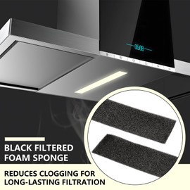 SG Store Pack of 4 Black Filter Foam 295 x 70 x 5 mm Cooker Hoods Sponge Strip Filter Replacement Filter Coarse Foam Plate Filter Compatible with Nuair Opus