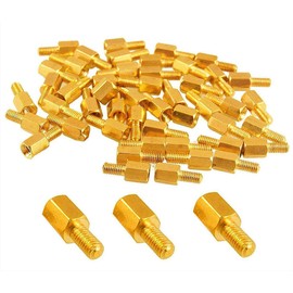 PCB Standoff Hex Spacers Gold Tone Hex Spacers M3 Female 6mm + 6mm for Fixing 60pcs