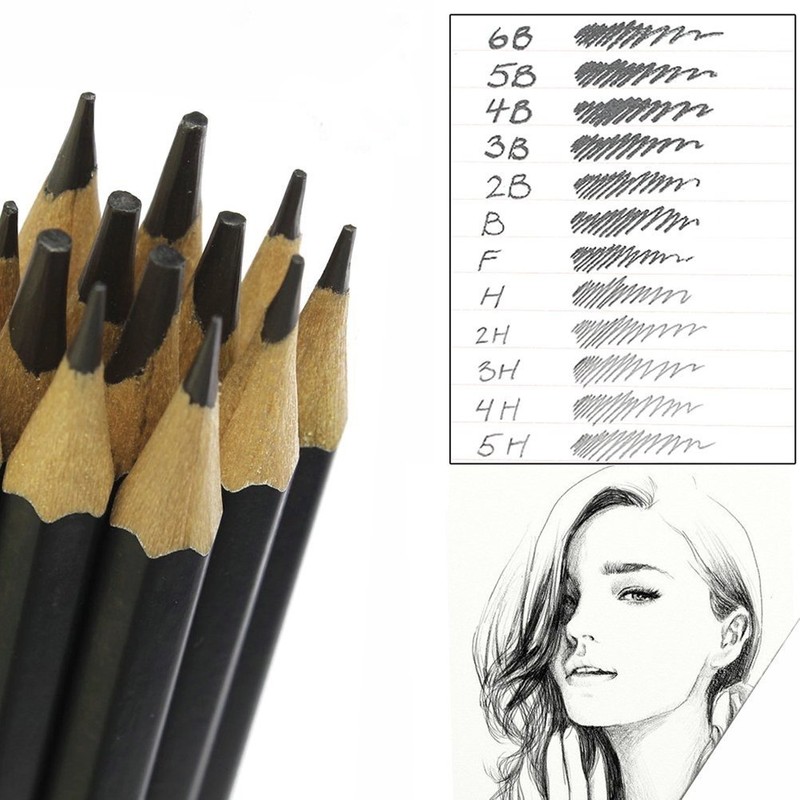 12 Graded Pencils - Draws, Tones & Shades without mess