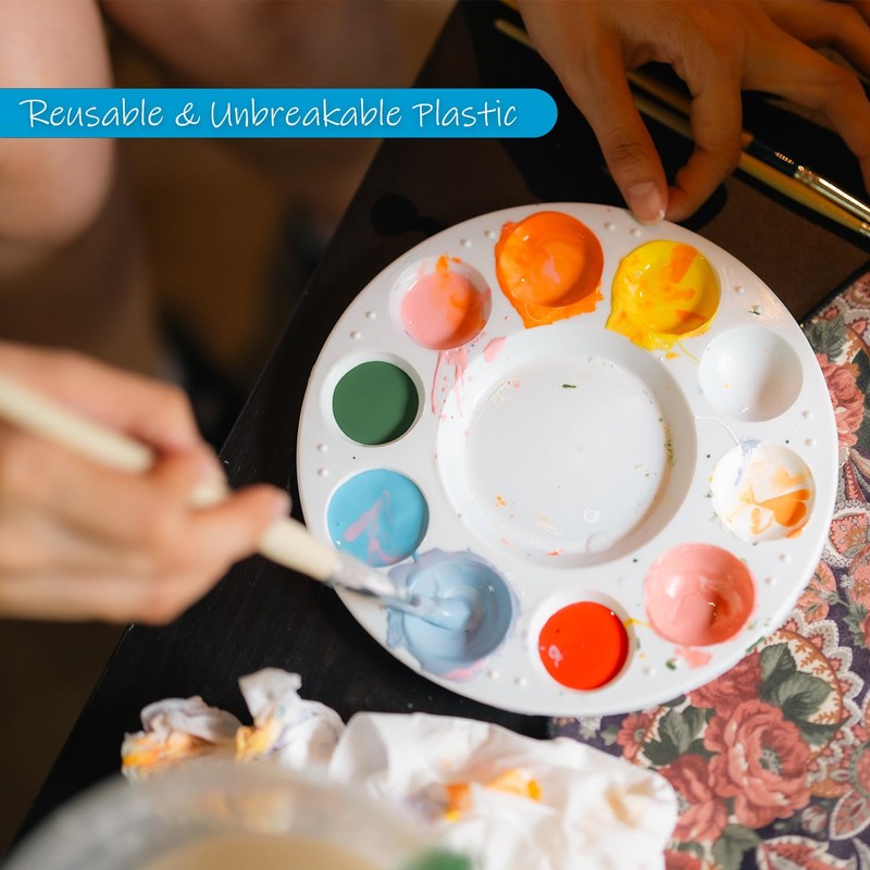 16 Pcs Round Paint Tray Palettes Plastic For Acrylic Oil