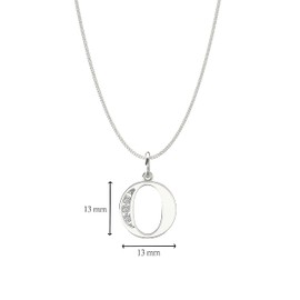 Aeon Jewellery Alphabet Initial Necklace - O | 925 Sterling Silver & Cubic Zirconia | Adjustable 16-18 Inch Silver Curb Necklace | Polishing Cloth