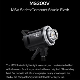 Godox Strobe Light Photography MS300-V 300W with Upgraded LED Modeling Lamp, 2.4G Wireless X System, Bowens Mount - Strobe Flash, Ideal for Fashion, Advertising, and Studio Photography
