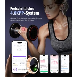 XSWCCJJ 10th Gen Diamond Smart Ring and Wireless Charging Case【Industry Number 1-0 Measurement Error】2025 Fitness Tracker for Sleep Monitoring, Portable SpO2 Smart Ring for Android and iOS, Gold 9#