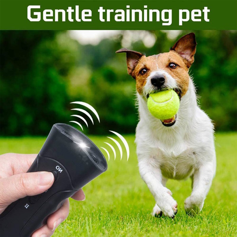Dog Barking Control Device Portable Double Head LED Flashlight Ultrasonic
