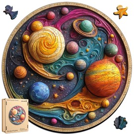Qiuenisray Wooden Puzzle, 3D Visual Effect Solar System Planet Puzzle