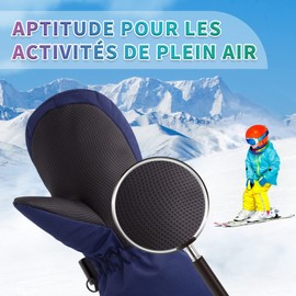 SEYUFN Kids Winter Gloves Breathable Warm Outdoor Skiing Gloves for Baby Boys Girls 2-6 Years (Navy, 2-4 Years)