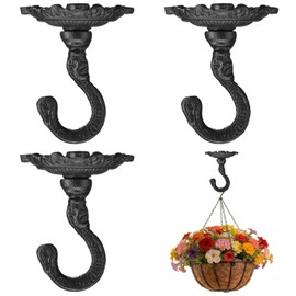 Otoolling 3 Pack Heavy Duty Cast Iron Ceiling Hooks 3.5x3.9 Inch, Black