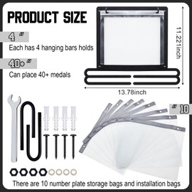 Moxweyeni Race Medal and Bib Display Medal Hanger Running Bib and Medal Holder Wall Mounted Hanging Medal Rack Holders with Bib Holder Gifts for Runners(Black,15.8 x 12.6 Inch,Inspiring)