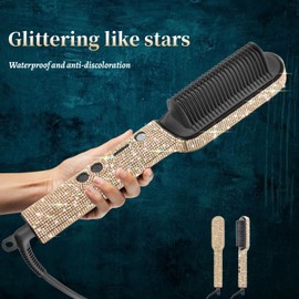 Bling Cover for TYMO Hair Straightener Brush, Glitter Rhinestone Decal for TYMO Ring Hair Straightener Comb, Anti-Scratch Shockproof Dust Proof Travel Protective Case(Champagne)