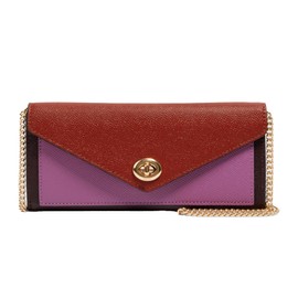 Coach Colorblock Leather Envelope Wallet w Chain and Turnlock