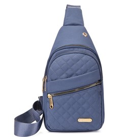 Maxoner Trendy Small sling chest bag for women with multi zipper pockets, Stylish Chic Quilted Design adjustable crossbody daypack backpack shoulder fanny pack for Travel, Sports, Running, Hiking, and Daily Use - Color: Blue