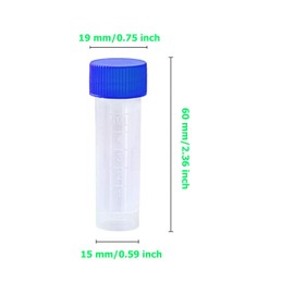 50 Pack 5ml Cryo Tubes，Plastic Graduated Vial Tube with Screw Caps,Small Test Sample Bottles Tubes Container with Lid，PP Material ，with Silica Gel Gasket (51) Bagged Orange