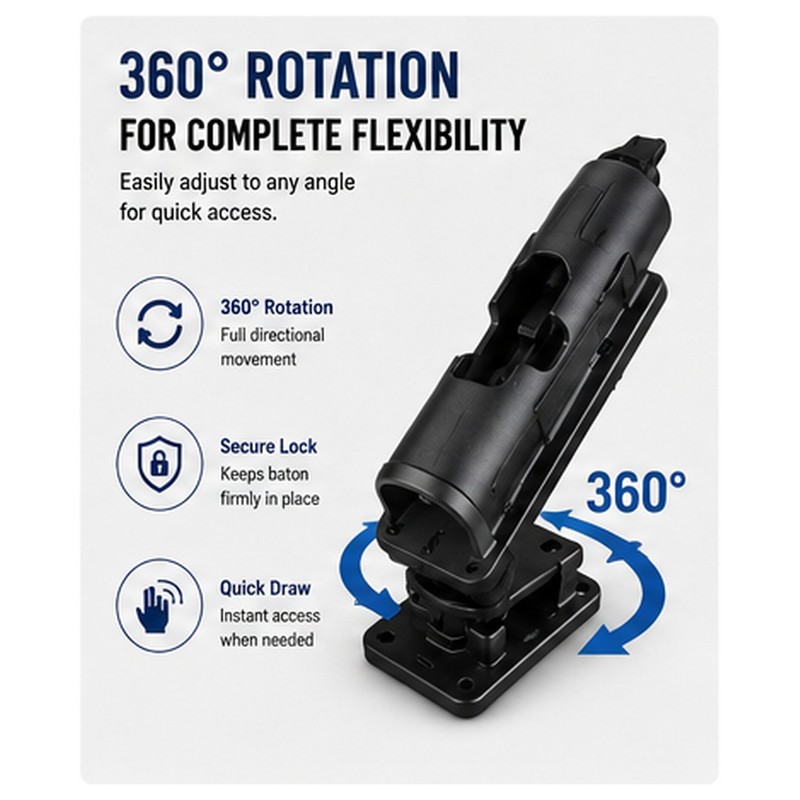 360° Rotating Retractable Baton Holster – Adjustable Plastic Belt Holder