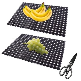 Tappetino per Lavello Cucina, 30 x 40 cm, 2 Pezzi Tappetini Regolabili per Lavello, Lavello da Cucina Tappetini con 1 Forbici, Tappetino per Lavello in PET, Adatto per Lavabo(Nero)