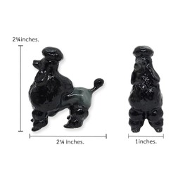 WitnyStore Tiny 2¼" Black Standing Poodle Pudel Caniche Dog Figurine - Miniature Hand Made Painted Ceramic Dogs Puppy Hound Canine Animals Cute Porcelain Decorative Collectible Figures Décor Gifts