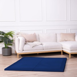 FDP SoftScape Velvety and Vinyl Space Saver 4-Section Folding Activity Mat for Infants and Toddlers, Tummy Time for Babies, Soft Foam and Colorful Play in Home, Daycare or Preschool - Eclipse