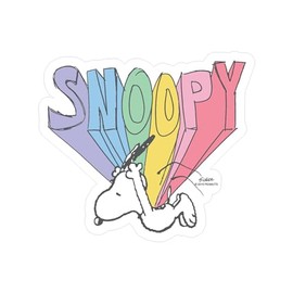 CafePress Snoopy Rainbow Small Die Cut Sticker, 3"x4" Glossy Finish