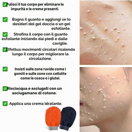 2 x Guanto esfoliante, Guanto di Crin, Guanto Kessa, Hammam, Scrub naturale ed efficace, corpo e viso donna e uomo, pulisce e purifica la pelle ed elimina le cellule morte, con o senza sapone nero