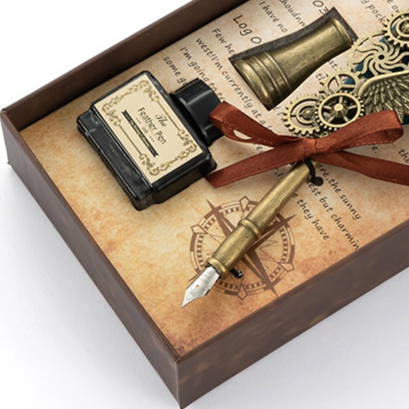 Quill Pen Sealing Wax Stamp Set Retro European Style Stainless