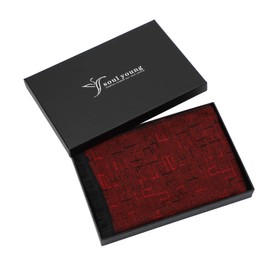 Men's Cotton, Checked, Autumn and Winter Scarf, Boys, Long, Warm Scarf with Luxury Gift Box, Customable - Red & black