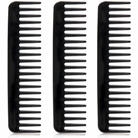 Kootinn 3 Pack Hair Tail Tools - Wide Tooth Comb for Curly, Long, Thick Hair - Black