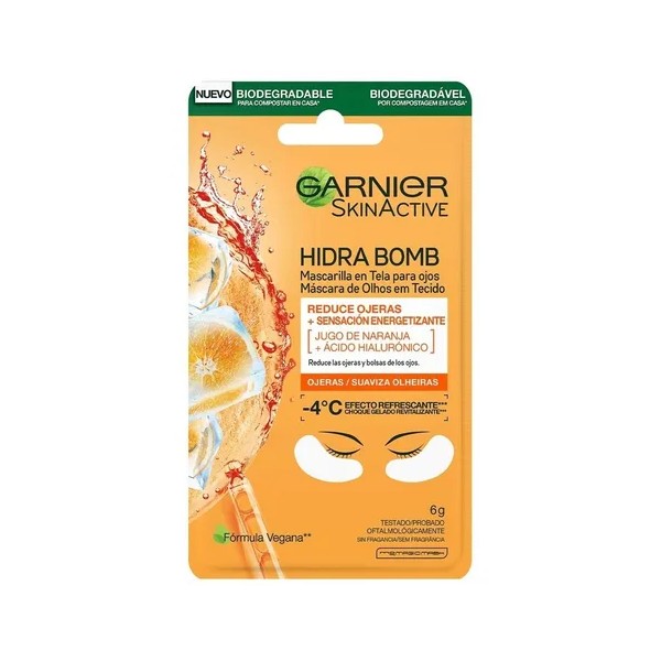 Parches Para Ojos Garnier Hidra Bomb Con Ácido Hialurónico Hidratante