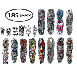 JusstMix Full arm temporary tattoo sticker fake tattoos tattoo sleeves for men and women 18 sheets