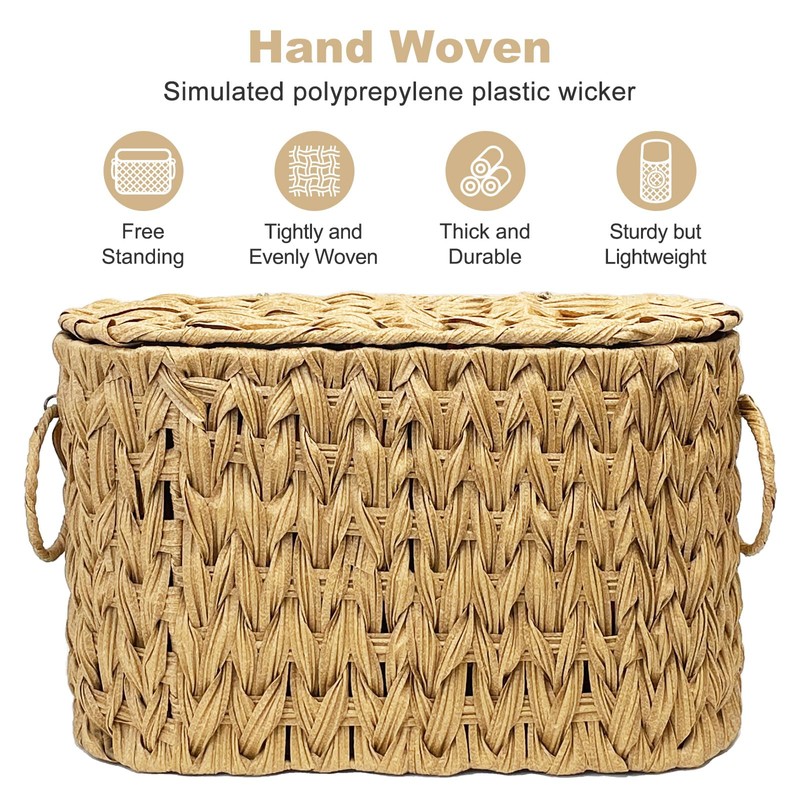 Toilet Paper Storage Basket with Lid, Narrow Bathroom Organizer for