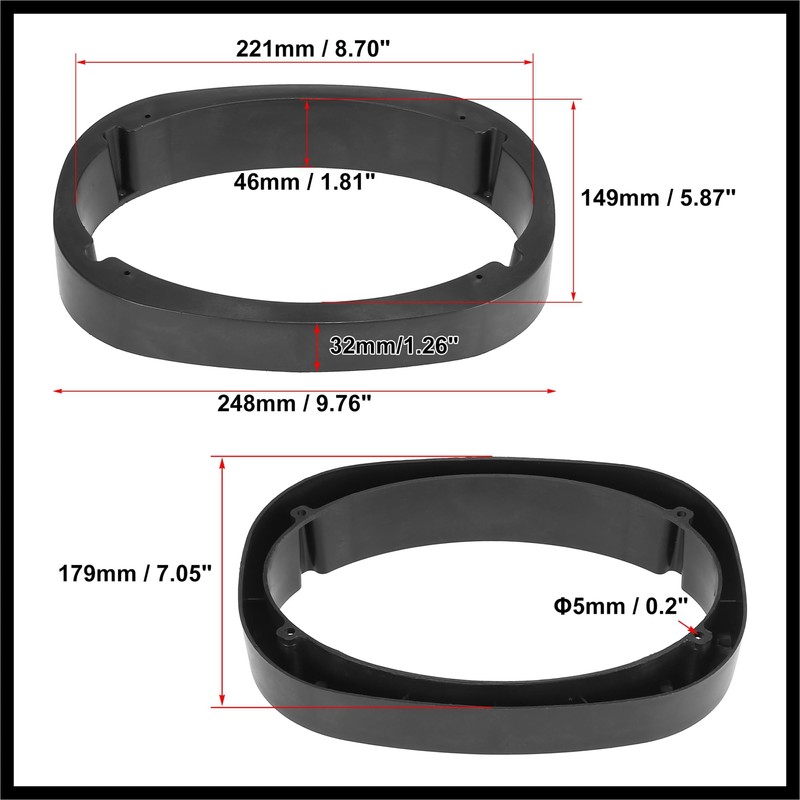 Hihaha 2Pcs Universal Speaker Spacer Mounting Ring Adapter for 6"x9"