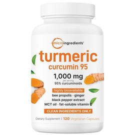 Micro Ingredients Turmeric Curcumin 1,000mg | 95% Curcuminoids with Black Pepper & MCT Oil for Ultimate Absorption, No Filler, No GMO - 120 Vegetarian Capsules