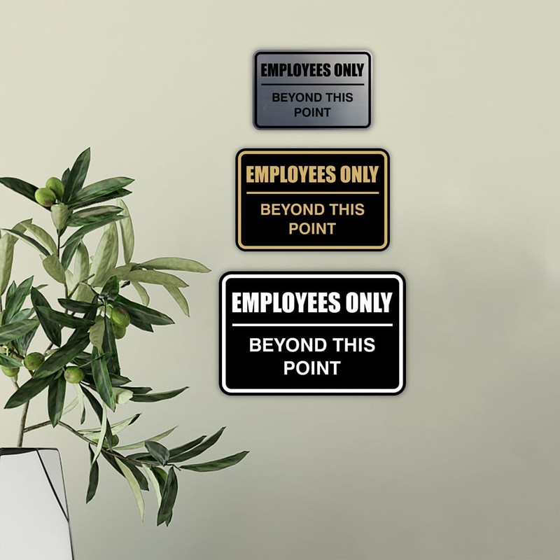 Employees Only Beyond This Point Sign - Large (Black-Gold)