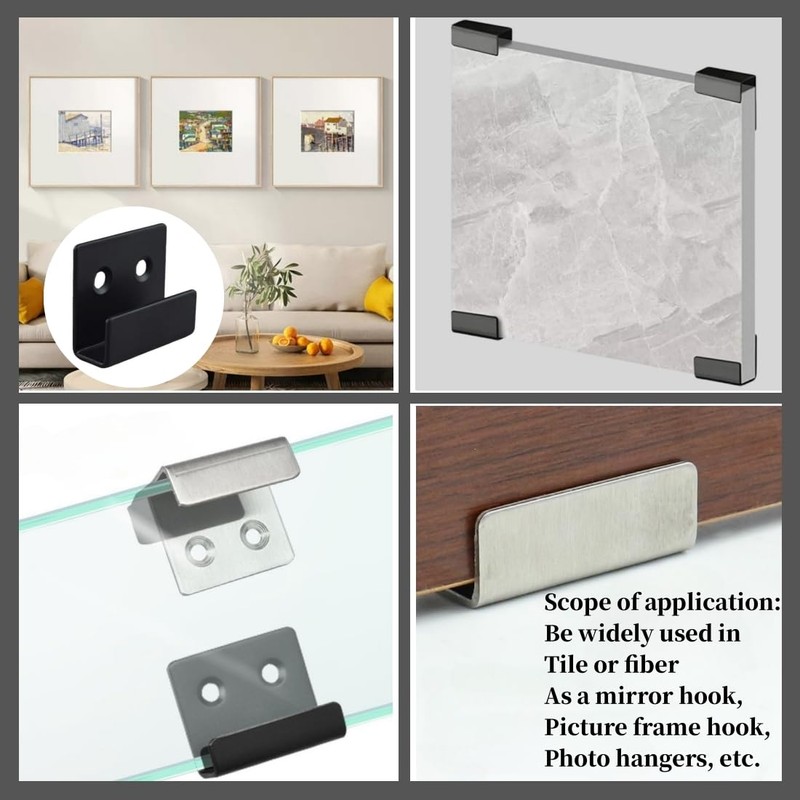 TileDisplay Wall Hanger, 8 Pcs Stainless Steel Wall Mount Brackets
