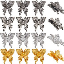 SUNNYCLUE 1 Box 40Pcs Silver Wing Beads Metal Butterfly Bead Bulk Alloy Black Tibetan Style Gold Flying Insect Animal Spacer Beads for Jewelry Making Supplies DIY Crafting Necklace Bracelet Anklet