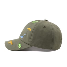 XIAOHAWANG Summer Baseball Cap for Boys Girls Adjustable Sports Cap Children with Dinosaur Embroidery Peaked Cap Children UV Protection 2–6 Years, Army Green
