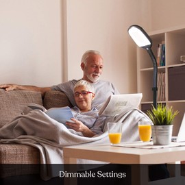 Brightech Litespan - Bright LED Floor Reading Lamp for Over Chair Crafts and Reading, Esthetician Light for Lash Extensions, Gooseneck Adjustable Standing Lamp for Living Room, Bedroom, Office - Black