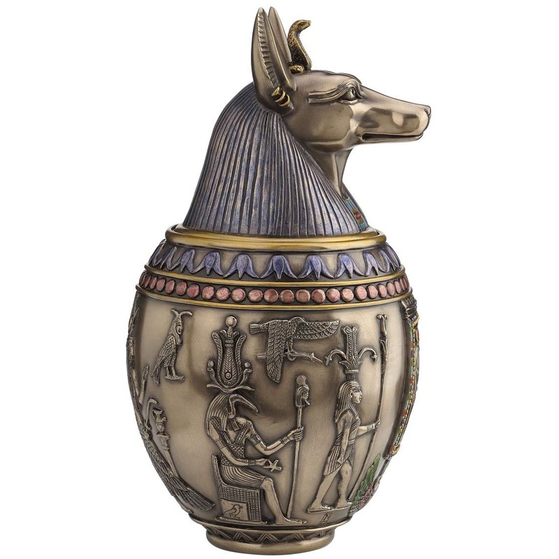 Rare Egyptian Anubis Dog Memorial Urn Canopic Jar