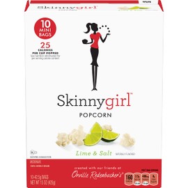 Orville Redenbacher’s Skinnygirl Microwave Popcorn Mini Bags, Lime & Salt Flavor, 4g Fiber Per Serving, 1.5 oz., 10-Count (6 Boxes)