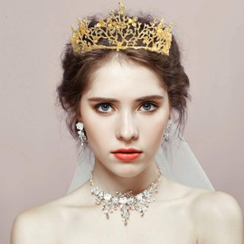Frcolor Mermaid Crown for Women Royal Crown Fairy Tiara with Butterfly Decor Crystal Bridal Branch Headpieces Gold