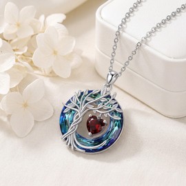 CRMAD Tree of Life Necklace June Birthstone Pendant Necklaces with Crystal Anniversary Birthday Wedding Jewelry for Mom Her Wife Sister