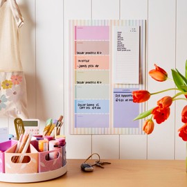 Colorful 18" x 12" Vertical Repositionable Whiteboard and 4" x 9" Refillable Notepad - Dry Erase and Wet Erase Friendly Whiteboard, 25 Sheet Refillable Notepad, Goal Setting by Erin Condren