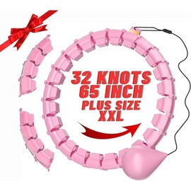 65inch 32 Knots Plus Size Quiet Weighted Hula Infinity Fitness Detachable Hoops Smart Silent Infinity Hula for Women 2 in 1 Waist and Abdominal Workout Hoop - Color: 32k-Pink, Size: 65inch